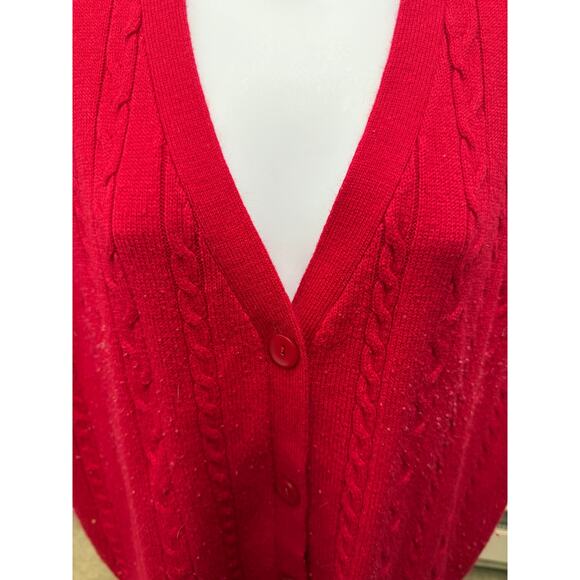 Vintage Sara Morgan Women Size XL Red Cable Knit Button Front Sweater Vest - Picture 5 of 5
